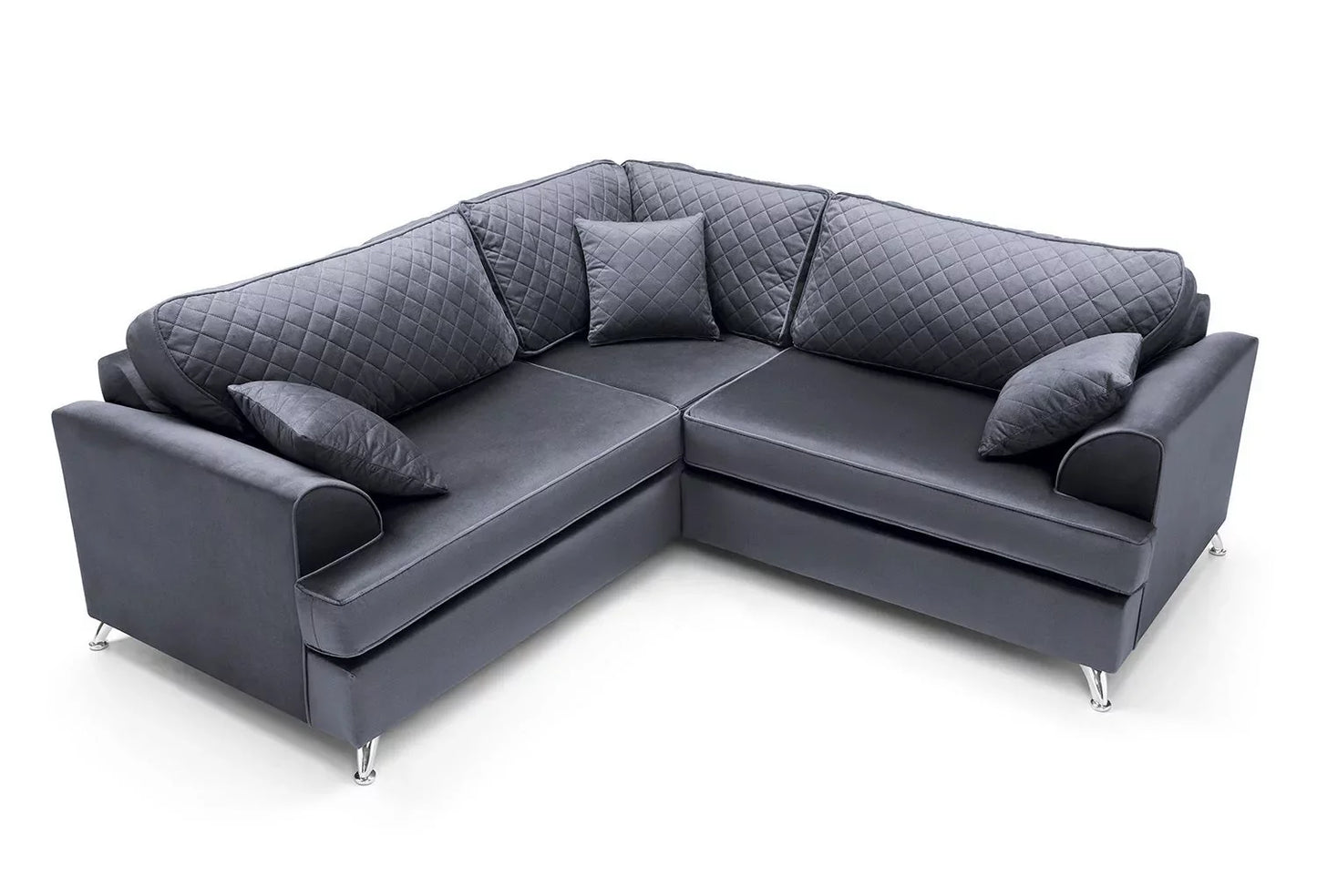 Fergasson Velvet Corner Sofa - Dark Grey