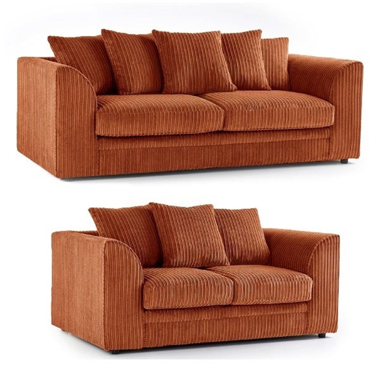 Colourful Oxford Jumbo Cord Scatter back Design 3 Seater Sofa - Orange and Other Colours