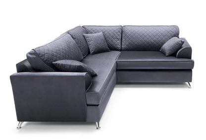 Fergasson Velvet Corner Sofa - Dark Grey