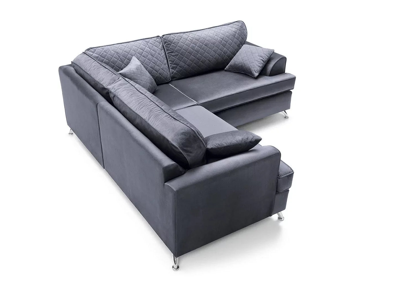 Fergasson Velvet Corner Sofa - Dark Grey