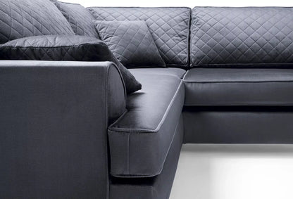 Fergasson Velvet Corner Sofa - Dark Grey