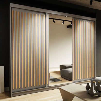 Zeus 250cm Large Sliding Door Wardrobe - Oak