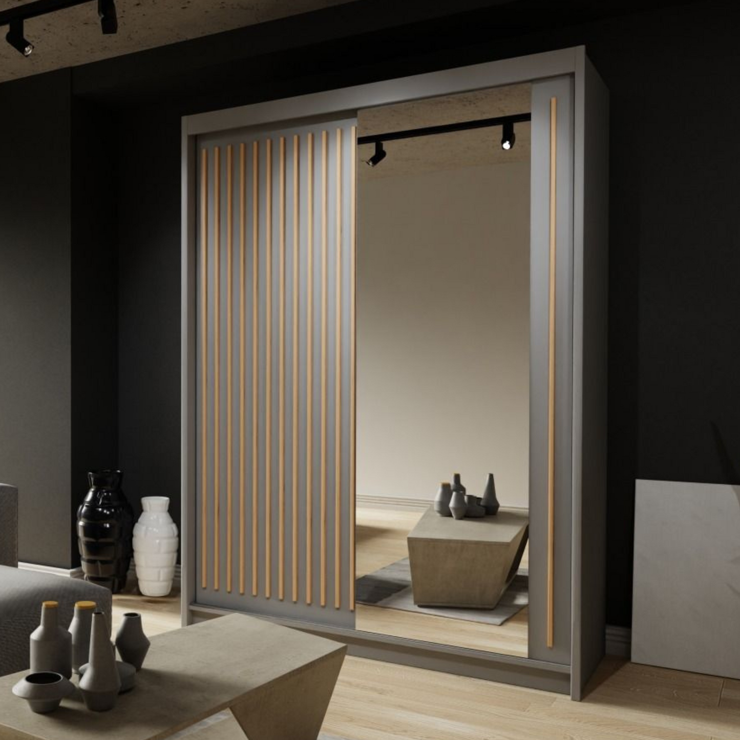 Zeus Sliding Door Wardrobe - Grey