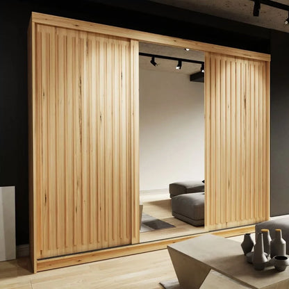 Zeus 250cm Large Sliding Door Wardrobe - Oak