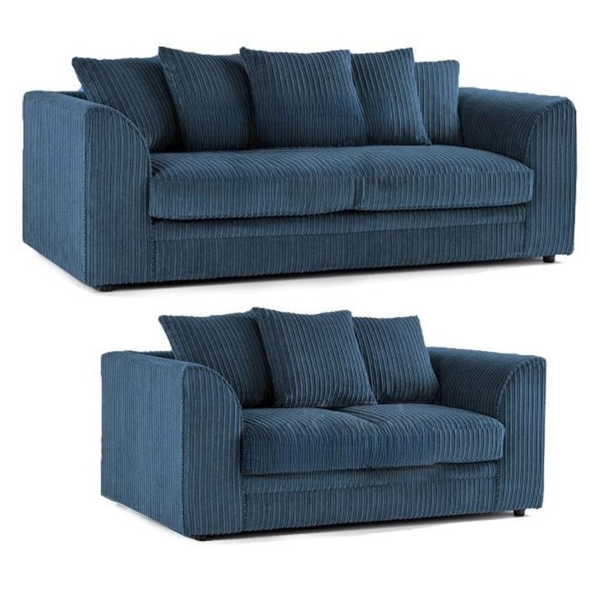 Colourful Oxford Jumbo Cord Scatter back Design 3 Seater Sofa - Blue and Other Colours