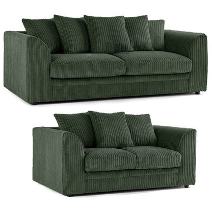 Colourful Oxford Jumbo Cord Scatter back Design 3 Seater Sofa - Green and Other Colours