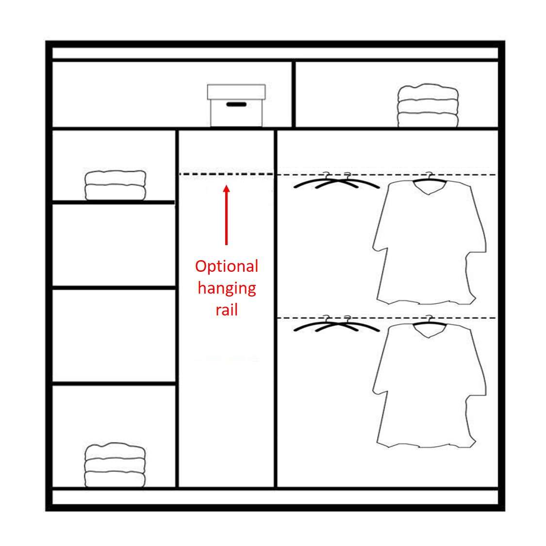 Additional Hanging Rails for Sliding Door Wardrobe