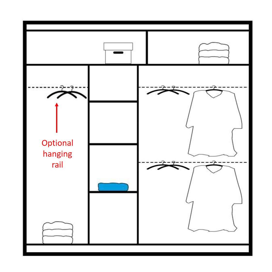 Additional Hanging Rails for Sliding Door Wardrobe