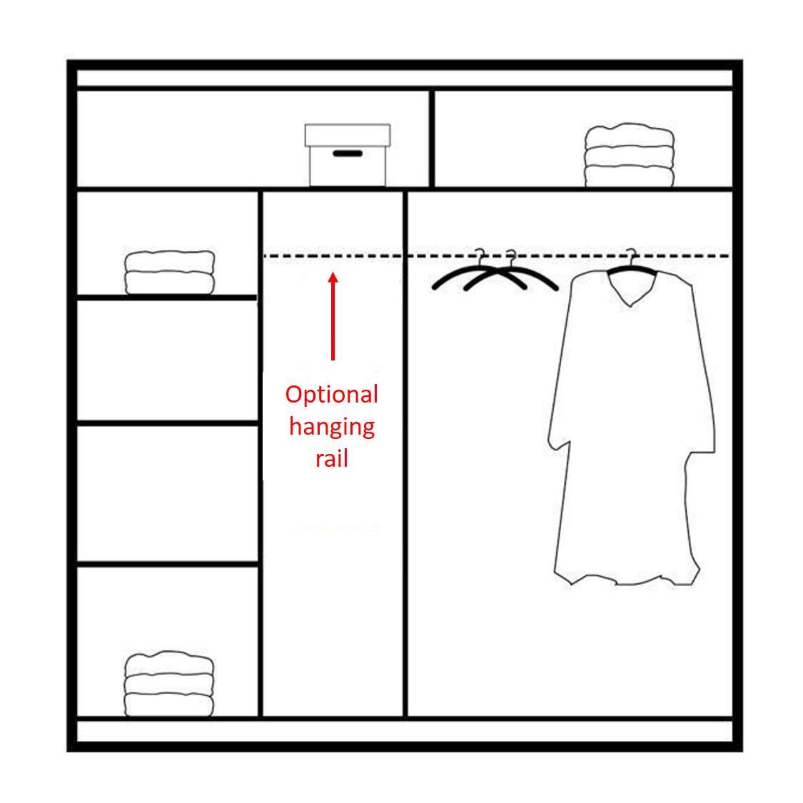 Additional Hanging Rails for Sliding Door Wardrobe