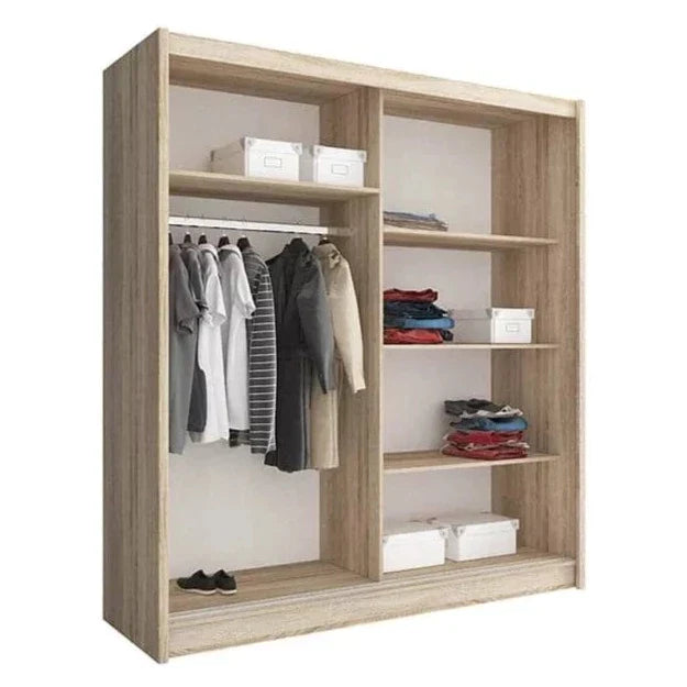 Twiki IX Sliding Door Wardrobe 180cm - White Matt,Oak