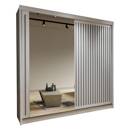 Zeus Sliding Door Wardrobe Available in Oak,Grey,White or Black 203 cm