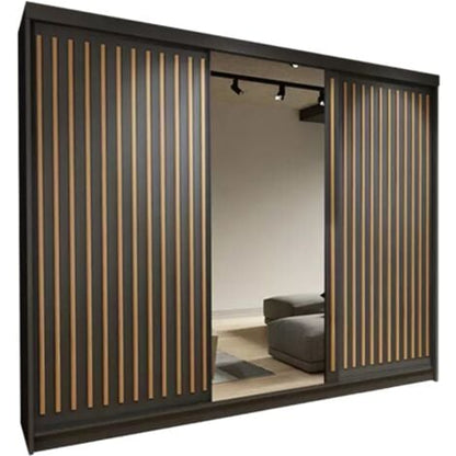 Zeus 250cm Large Sliding Door Wardrobe - Black