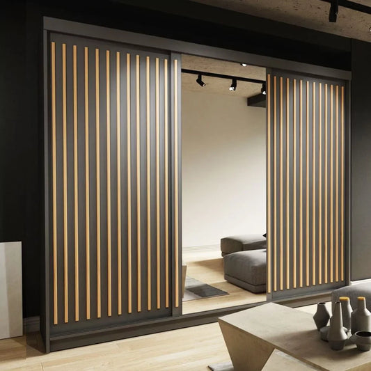 Zeus Sliding Door Wardrobe Available in Oak,Grey,White or Black 250 cm