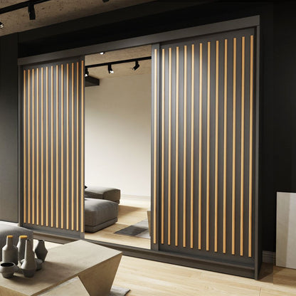 Zeus Sliding Door Wardrobe Available in Oak,Grey,White or Black 250 cm