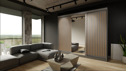 Zeus Sliding Door Wardrobe Available in Oak,Grey,White or Black 250 cm