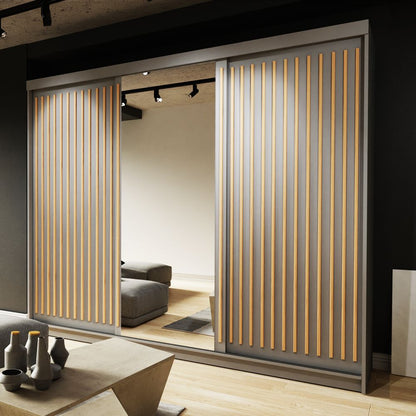 Zeus Sliding Door Wardrobe Available in Oak,Grey,White or Black 250 cm