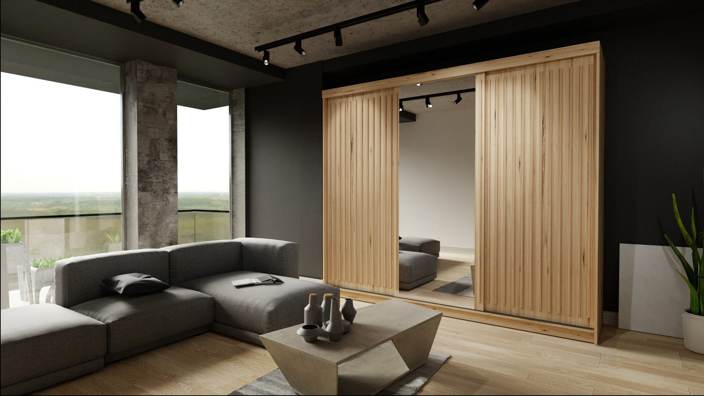 Zeus Sliding Door Wardrobe Available in Oak,Grey,White or Black 250 cm