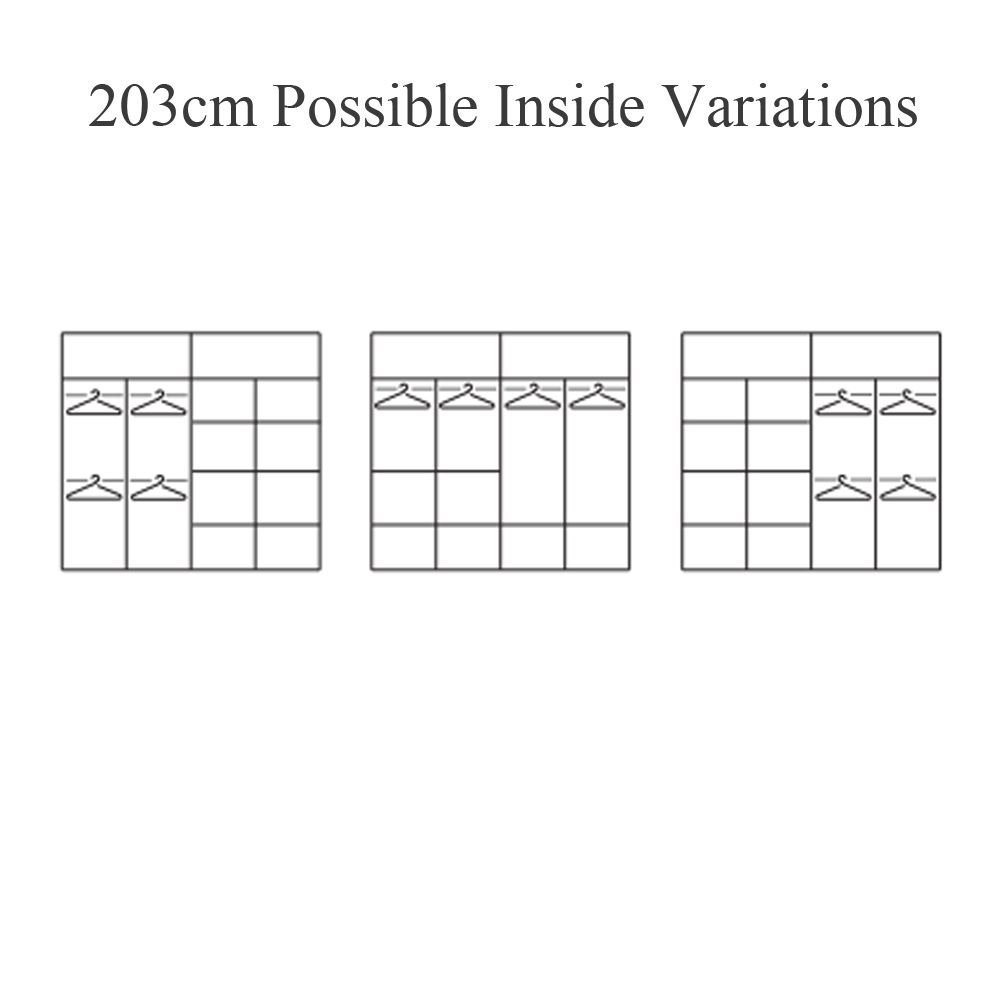 Zeus Sliding Door Wardrobe Available in Oak,Grey,White or Black 203 cm