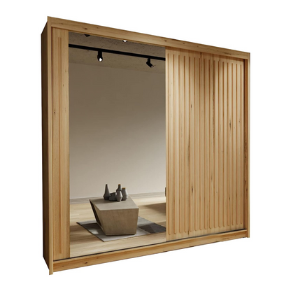 Zeus Sliding Door Wardrobe Available in Oak,Grey,White or Black 203 cm