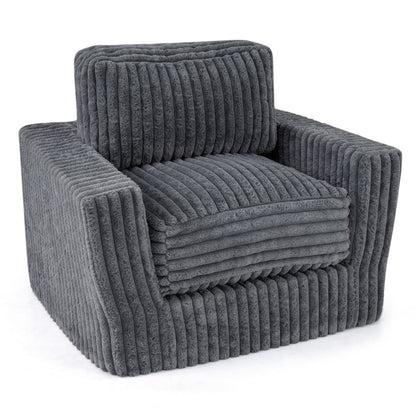 Furry Boneless Couch for Small Spaces with Removable Cover and Pillow-Grey
