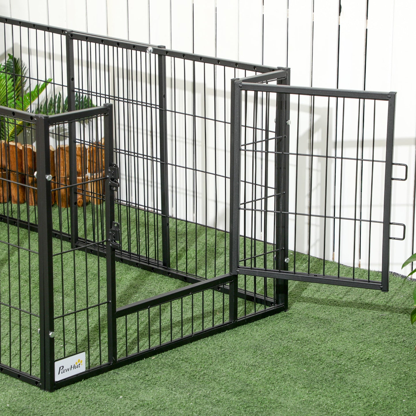 PawHut 82.5-150 x 61cm Heavy Duty Pet Playpen, 6 Panel Exercise Pen for Dogs, with Adjustable Length, for Indoors and Outdoors, Small Dogs