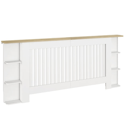 HOMCOM Radiator Cover with Open Storage Shelves, Vertical Slatted Cabinet Shelf Heater Cover for Living Room, Hallway, Extra Large, White (H: 83 / W: 191 / D: 19 cm)