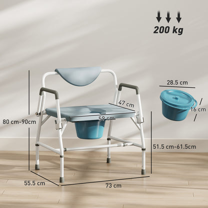 HOMCOM Height Adjustable Bedside Commode, Heavy Duty Commode Toilet Chair with Flip-Up Arms, White and Grey
