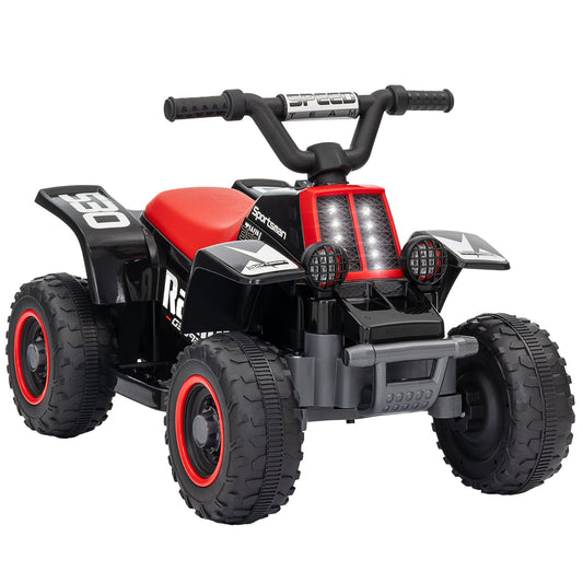 AIYAPLAY 6V Elektryczny Quad dla Dzieci, Jeździk ATV z Przodu Do Tyłu, Reflektory, dla 18-36 Miesięcy, Czarny i Czerwony