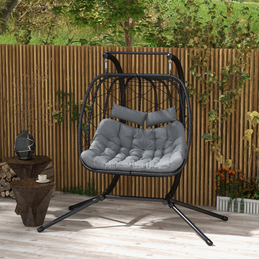 Outsunny Dwumiejscowy wiszący fotel Egg Frame Steel Frame - czarny