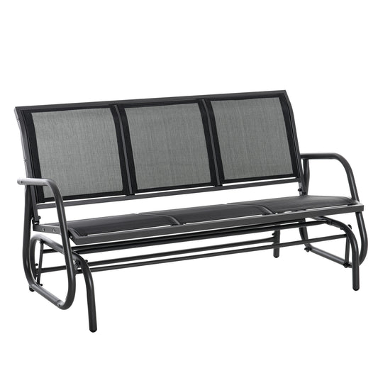 Outsunny 3-osobowy bujany fotel bujany dla 3 osób, ławka ogrodowa, meble ogrodowe, metalowa rama, czarny