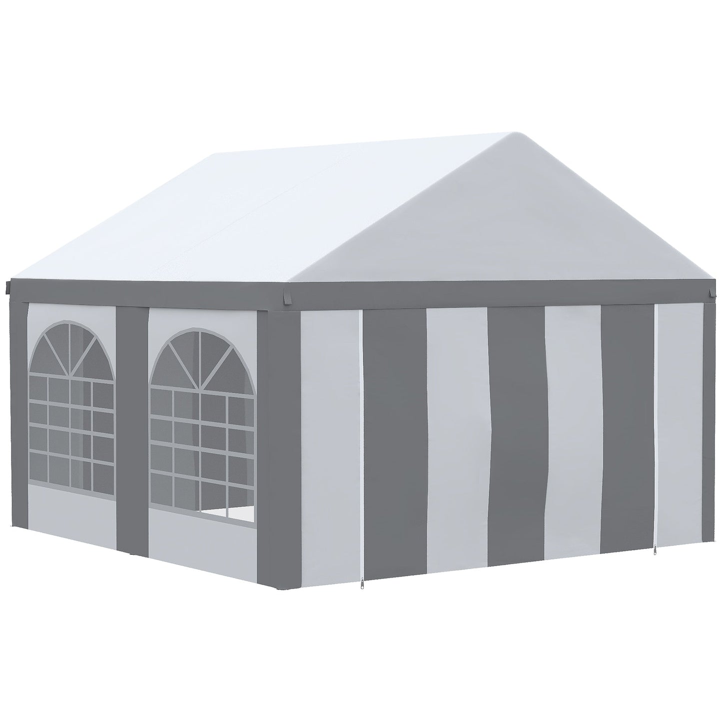 Outsunny 4m x 4m Marquee Gazebo with Sides, Level 6 Wind Protection & Waterproof, Light Grey