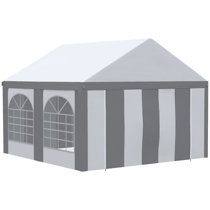 Outsunny 4m x 4m Marquee Gazebo with Sides, Level 6 Wind Protection & Waterproof, Light Grey
