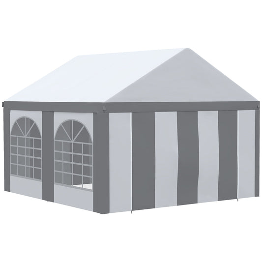 Outsunny 4m x 4m Marquee Gazebo with Sides, Level 6 Wind Protection & Waterproof, Light Grey