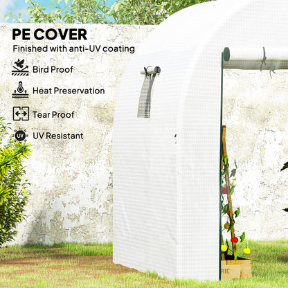 Outsunny 180 x 180cm Walk-In Polytunnel Greenhouse - White