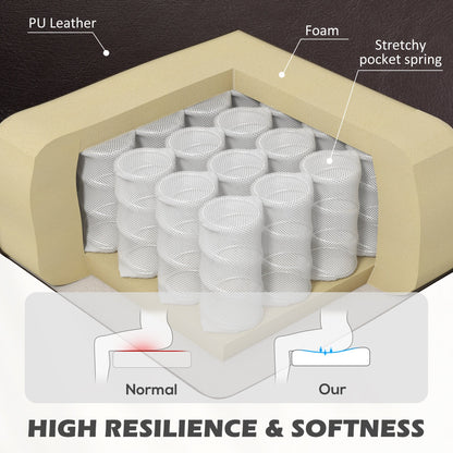 HOMCOM Faux Leather Simple Armchair - Brown