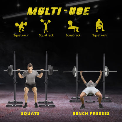 HOMCOM Adjustable Squat Rack, Weight Strength Training Bench Press Rack Weight Bench Supporter for Home Gym Exercise, Max Load 150kg, 124-154cm