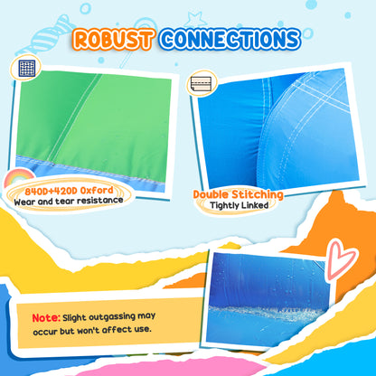 AIYAPLAY 8 in 1 Inflatable Bounce House with 550W Blower, Slide, 2 Pools, Basketball Hoop, Climbing Wall, Water Gun, Ring Toss