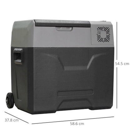 HOMCOM Car Refrigerator, Portable 12/24V 50 Litre Compressor Fridge Freezer, Electric Cooler Box for Camping, Travel, Picnic, Down to -20√¢‚Äû∆í
