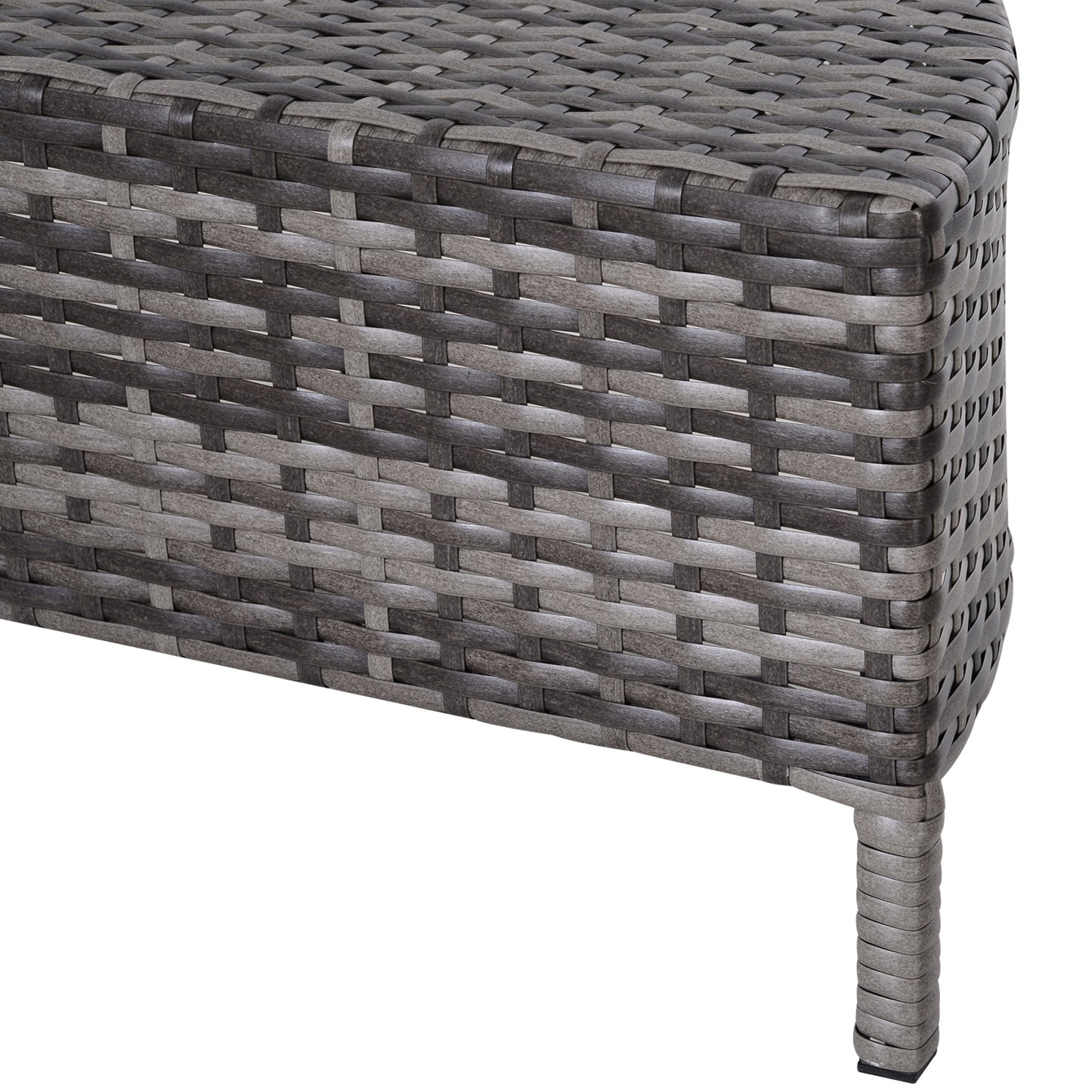 Outsunny Rattan Garden Furniture 4 Seaters Half-round Patio Outdoor Sofa &amp; Table Set Wicker Weave Conservatory Cushioned Seat with Pillow - Grey