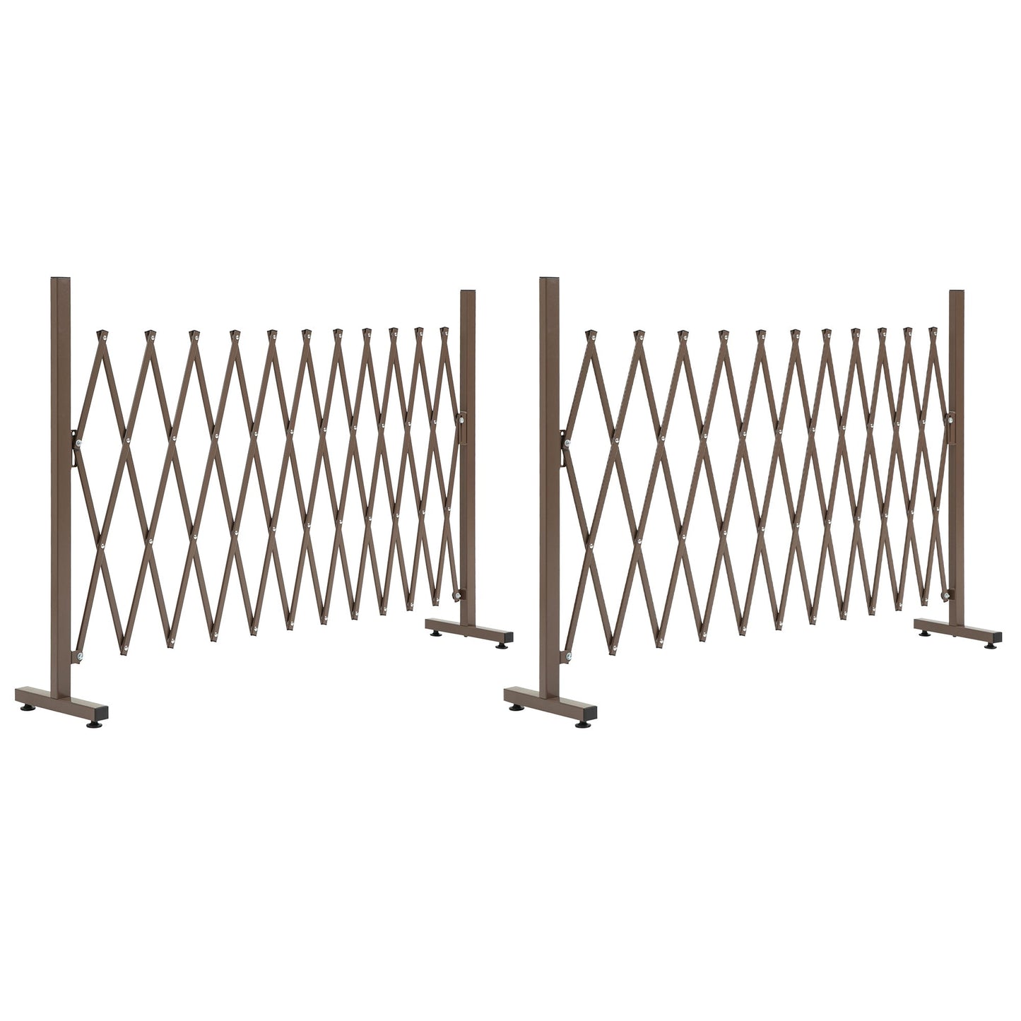 Outsunny Set of 2 Expanding Garden Fencc, Aluminium Freestanding Foldable Picket Fence, 300cmx103.5 cm, Dark Brown