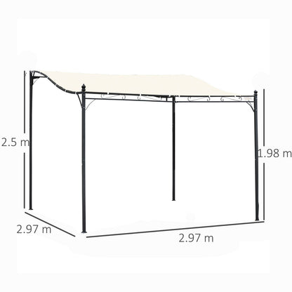 إطار معدني أنيق من Outsunny Pergola Gazebo، مظلة أنيقة مقاومة للطقس ومظلة للشمس والمطر والحديقة في الهواء الطلق 3 × 3 (م)، أبيض كريمي