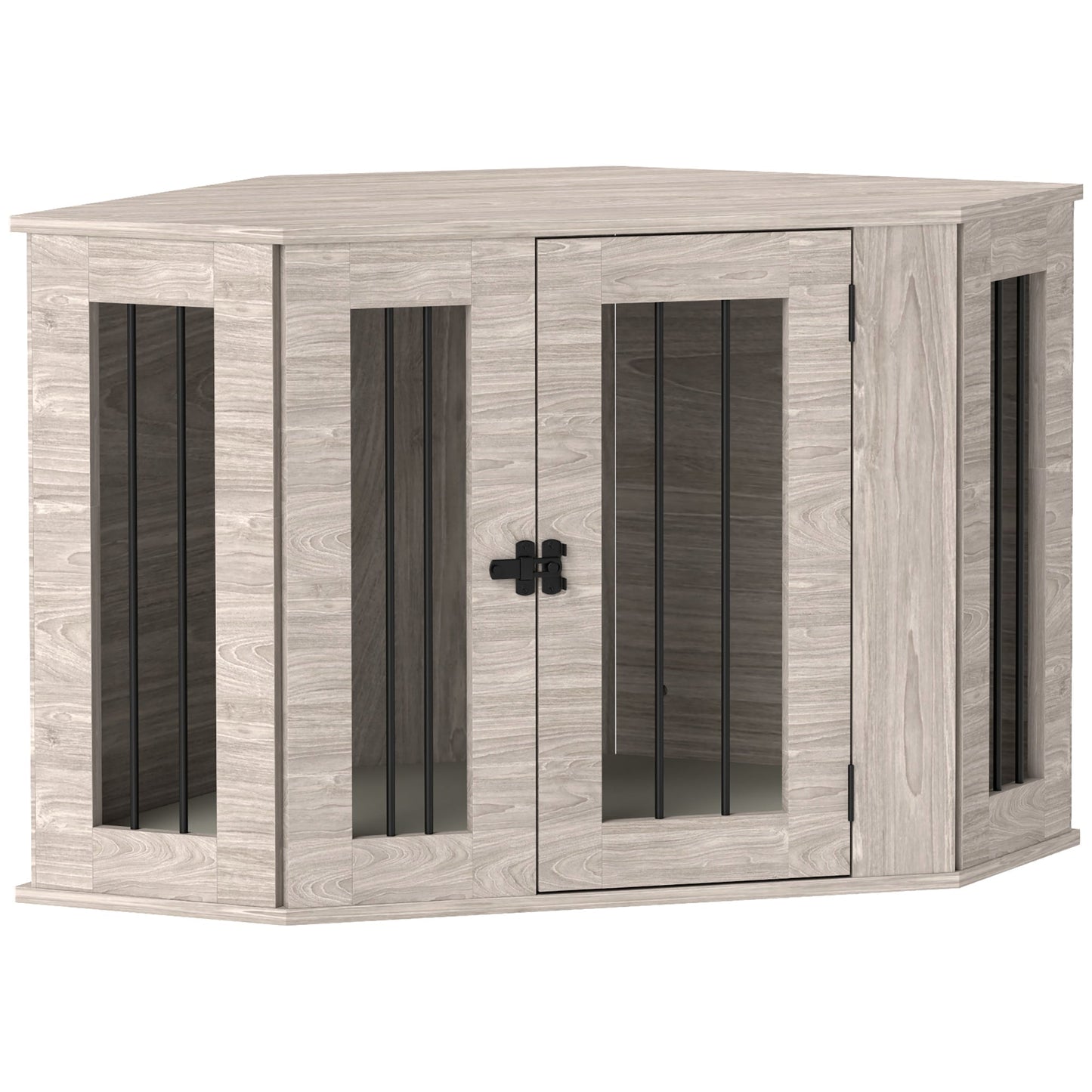 PawHut Dog Crate Furniture Side Table, with Cushion, 104 x 55 x 63cm - Walnut Brown