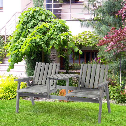 Outsunny 2-osobowa ławka ogrodowa antyczna dwuosobowa na podwórko, trawnik, werandę, patio, stal, szara