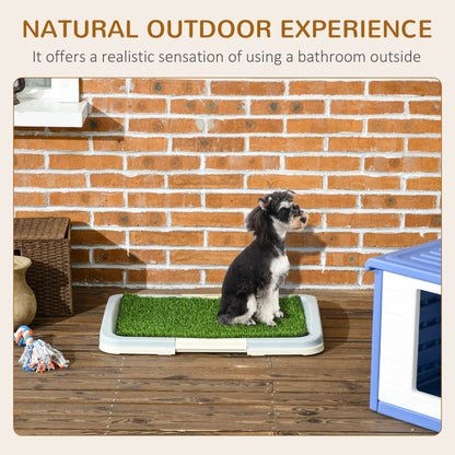 PawHut Puppy Training Pad, Indoor Portable Puppy Pad, with Artificial Grass, Grid, Panel, Tray, 63 x 48.5cm