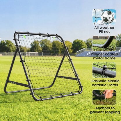 HOMCOM Adjustable Rebounder Net Kickback Target Goal for Teens Adults Training, Black