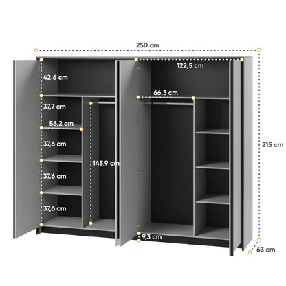 Gris Hinged Door Wardrobe 250cm