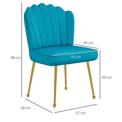 HOMCOM Velvet-Feel Shell Accent Chair - Blue