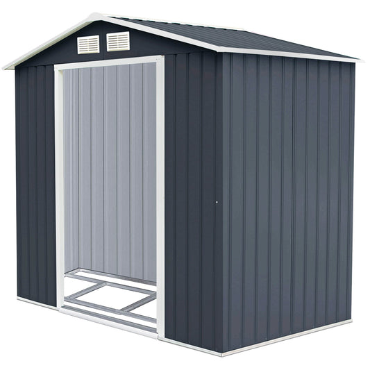 Galvanized Metal Garden Shed with Foundation-7 x 4FT