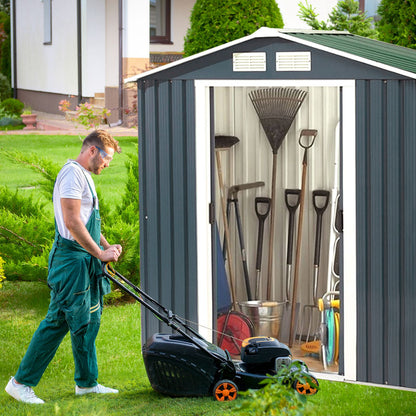 Galvanized Metal Garden Shed with Foundation-7 x 4FT