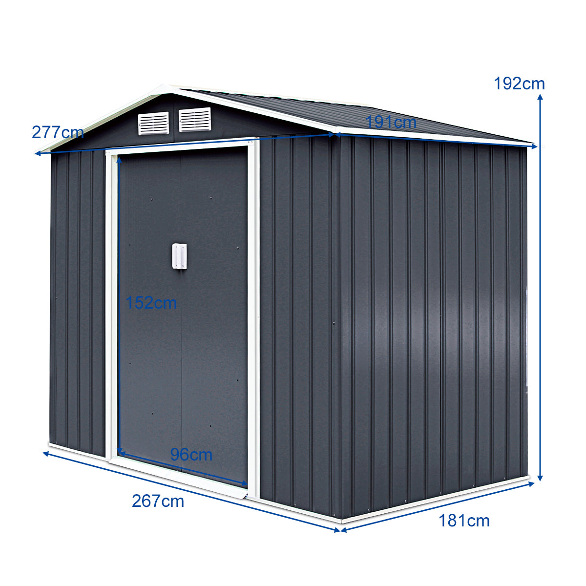 Galvanized Metal Garden Shed with Foundation-9 x 6FT